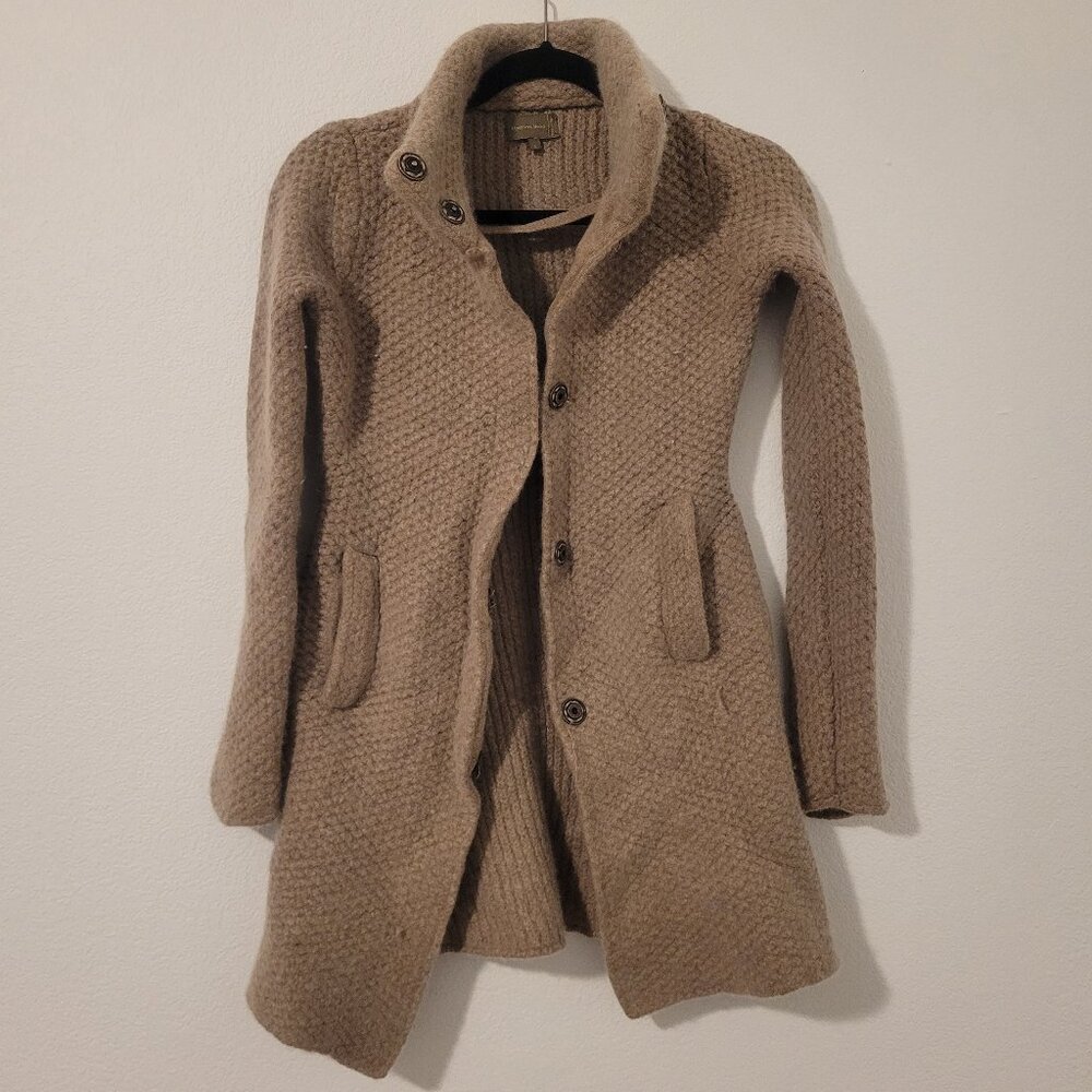 Mantovani Studio Midi Long Collared Cardigan Wool/Cashmere Woman's Small Brown